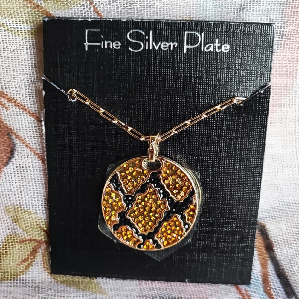 Animal Leopard Cheetah Honey Black Rhinestone Encrusted Pave Link Chain Necklace